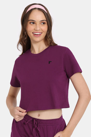 Buy Rosaline Crop Length Loungewear Top - Plum Caspia